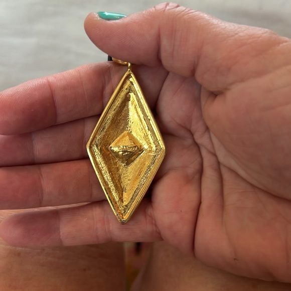 Vintage Monet Diamond Shape Pendant with AB beads and rhinestones - Picture 13 of 14